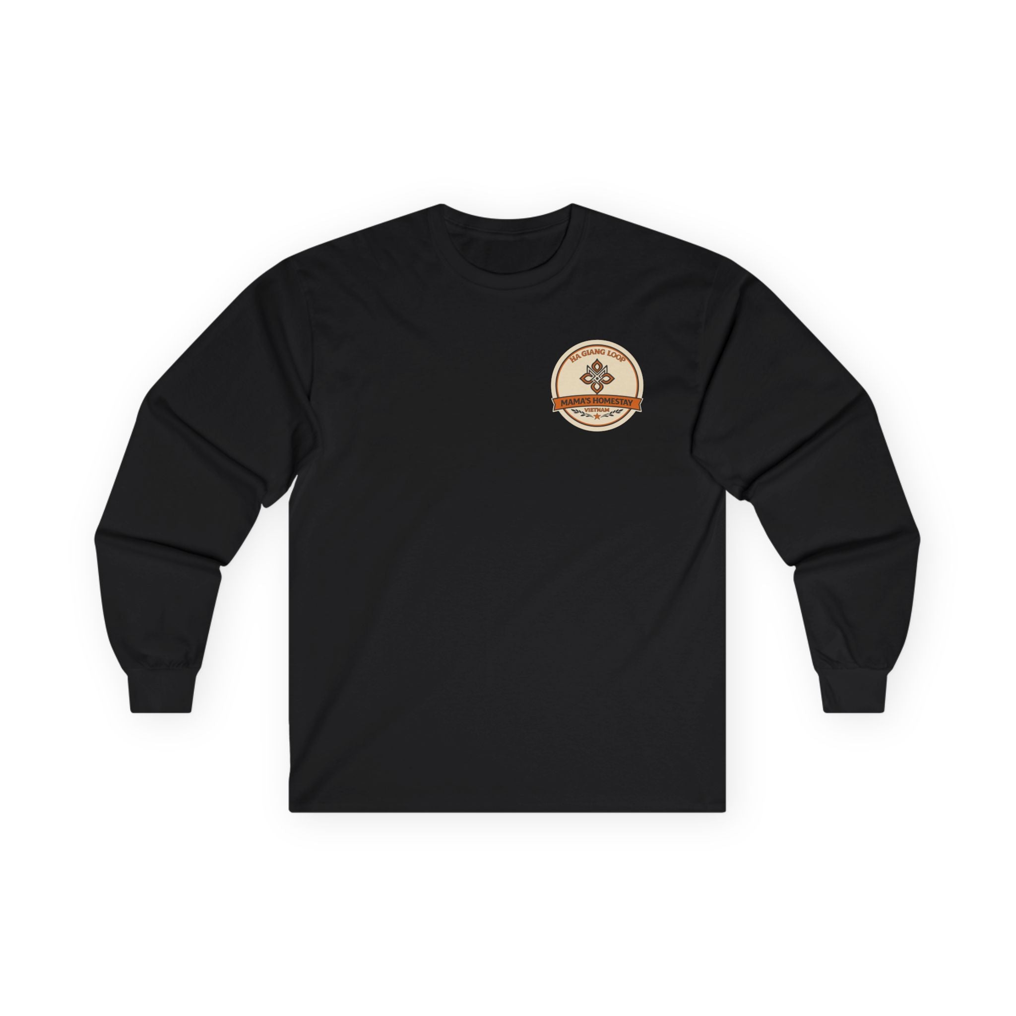 "Mama's Homestay" Ha Giang Loop Motorcycle Tour Long Sleeve Tee – Nho Que River – Custom Rider Name & Date – Black Edition - Unisex