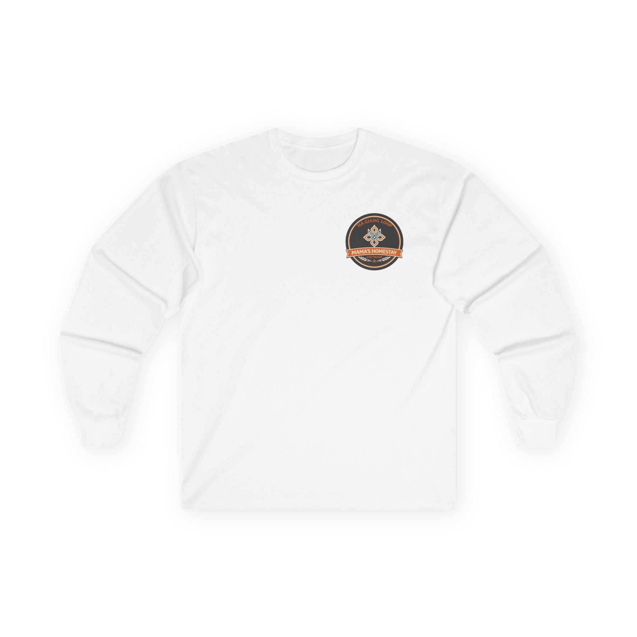 "Mama's Homestay" Ha Giang Loop Motorcycle Tour Long Sleeve Tee – Lung Cu Tower – Custom Rider Name & Date – White Edition - Unisex